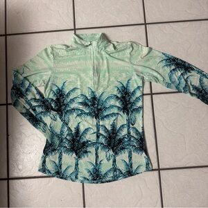 SanSoleil Shirt Womens M  Green Mock Neck UPF 50 Sun Golf Top Long Sleeve